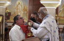 Virus Outbreak Holy Communion Orthodox