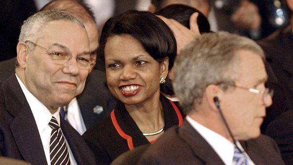 Colin Powell és Condoleezza Rice volt amerikai külügyminiszterek Colin Powell és Condoleezza Rice volt amerikai külügyminiszterek