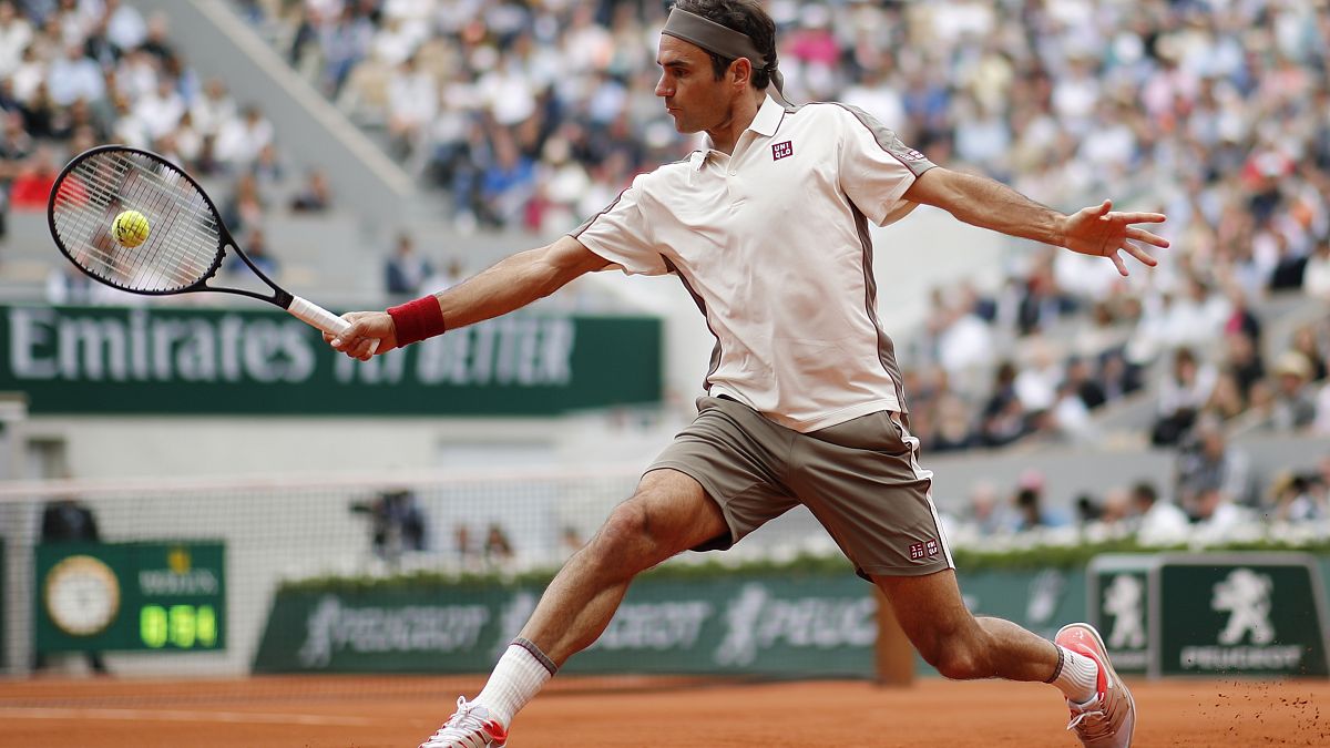 Switzerland's Roger Federer during a second-round match of the 2019 French Open against Germany's Oscar Otte.