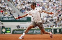 Switzerland's Roger Federer during a second-round match of the 2019 French Open against Germany's Oscar Otte.