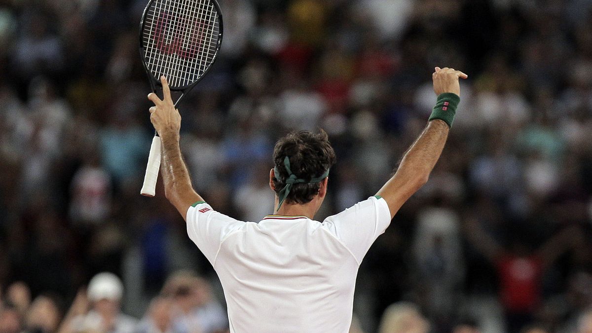 Роджер Федерер после победы над Рафаэлем Надалем в Кейптауне 7 февраля 2020