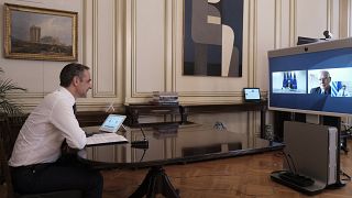 Greek PM Kyriakos Mitsotakis video conference with European Council President Charles Michel