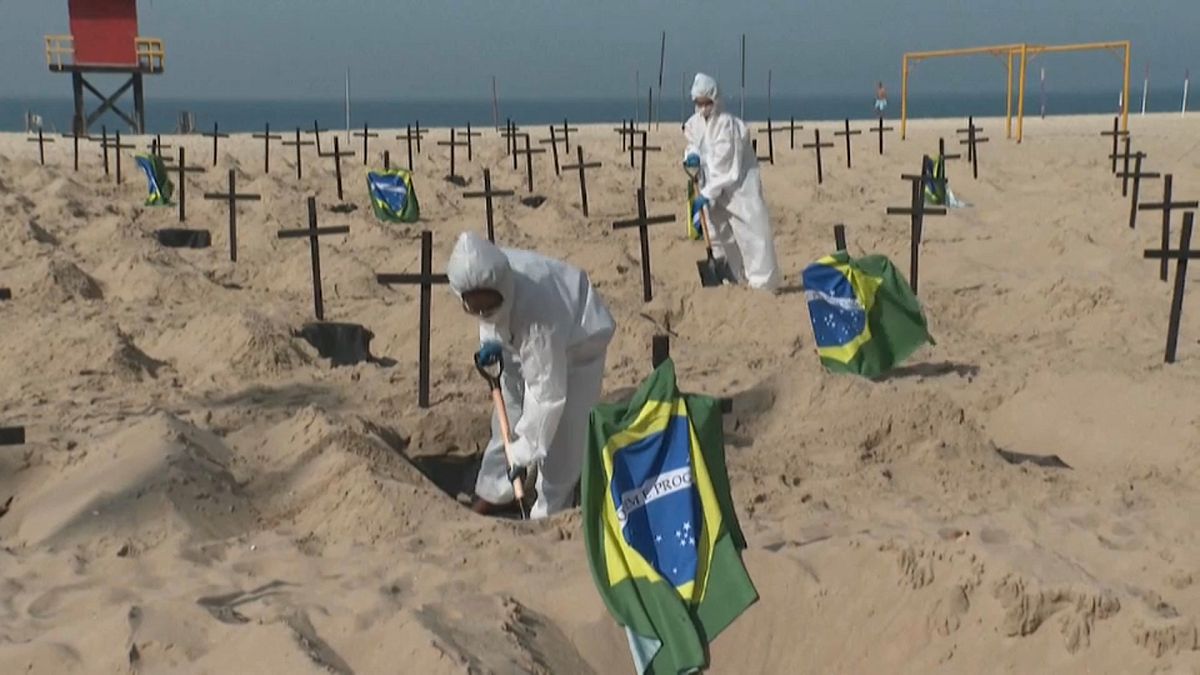 Activistas abren tumbas en la playa de Copacabana