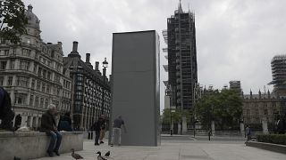 Abgeschottete Churchill-Statue in London