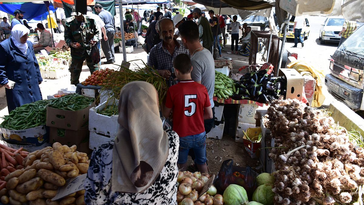 Piac Damaszkuszban 2020. május 16-án, a koronavírus-járvány idején
