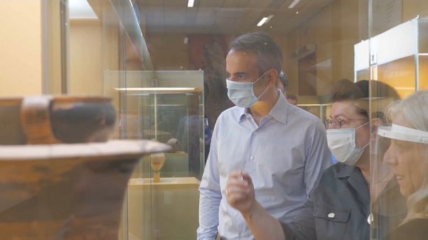 Mitsotakis im Museum in Athen Mitsotakis im Museum in Athen