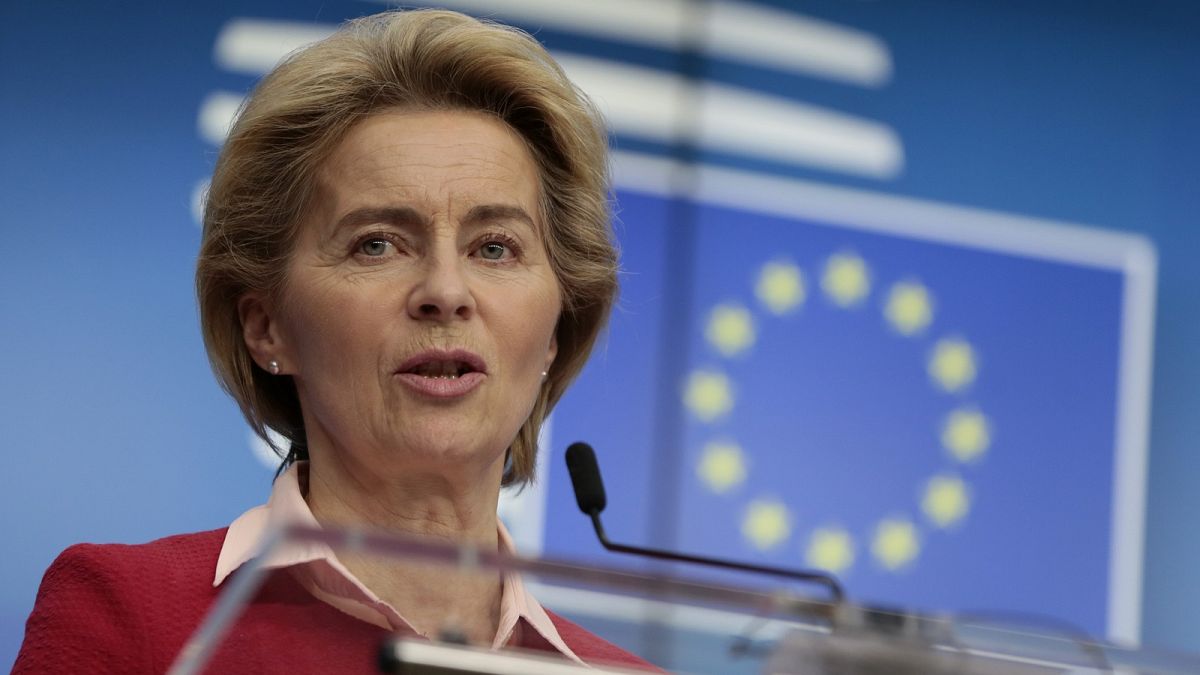 EU Commission president Ursula von der Leyen at EU budget summit in Brussels.