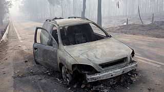 Imagem da EN 236-1 após os incêndios que há três anos mataram 66 pessoas em Portugal