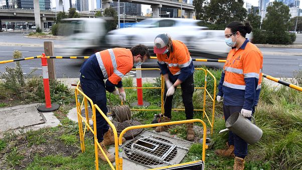 Una foto del 19 maggio scorso scattata a Melbourne, Australia, dove è stato avviato uno studio idrografico per combattere l'epidemia di Covid-19 Una foto del 19 maggio scorso scattata a Melbourne, Australia, dove è stato avviato uno studio idrografico per combattere l'epidemia di Covid-19