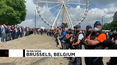 Polícias protestam em Bruxelas