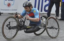 Zanardi durante la Maratona di Roma nel 2017