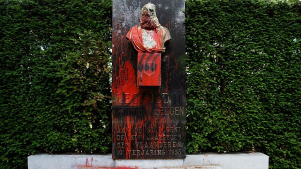 A damaged bust of Belgium's King Leopold II in Ghent A damaged bust of Belgium's King Leopold II in Ghent