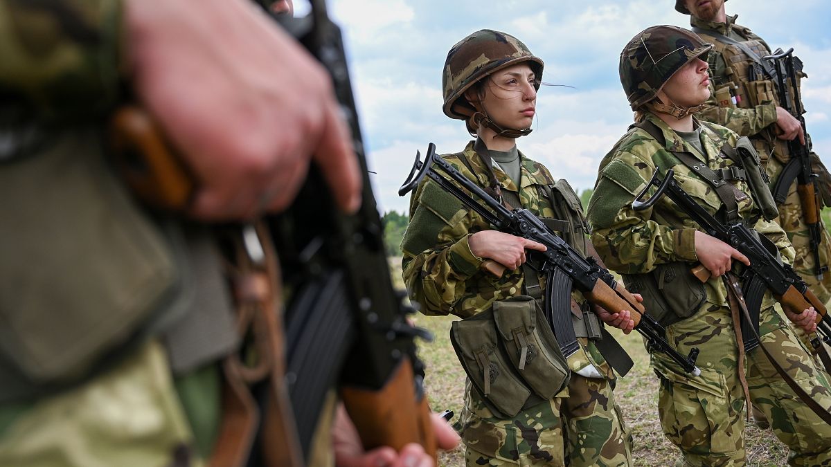 New recruits participate in a training exercise at the military camp in the north-western Hungarian city of Gyor on May 28, 2020