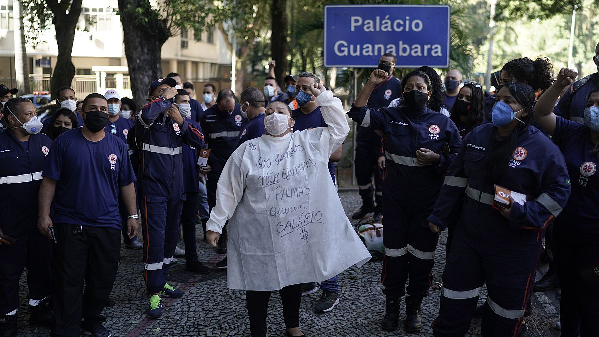 Manifestación de sanitarios en Brasil el sábado