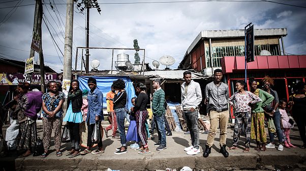 Le quartier très peuplé de Mebrat Hail à Addis Ababa en Ethiopie habrite de nombreux Érythréens depuis que les deux pays ont signé un traité de paix en 2018 Le quartier très peuplé de Mebrat Hail à Addis Ababa en Ethiopie habrite de nombreux Érythréens depuis que les deux pays ont signé un traité de paix en 2018