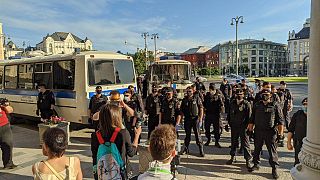Полиция и протестующие на Лубянке 22 июня 2020