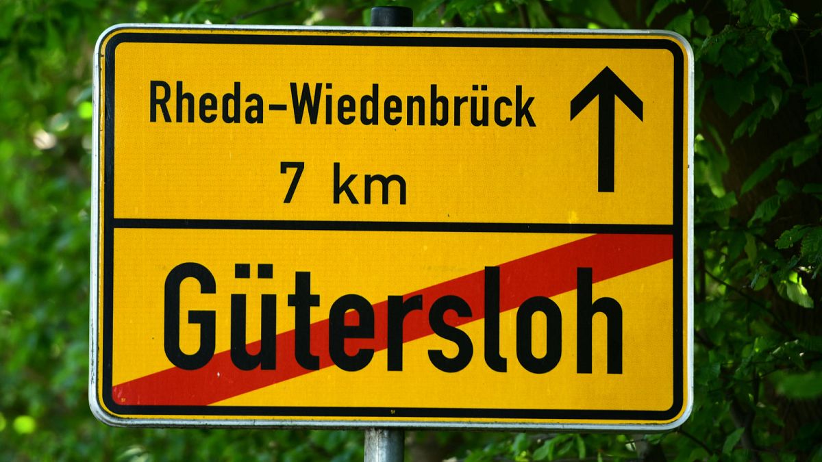 Panneau de la Ville de Gütersloh en Allemagne, le 23 juin 2020.