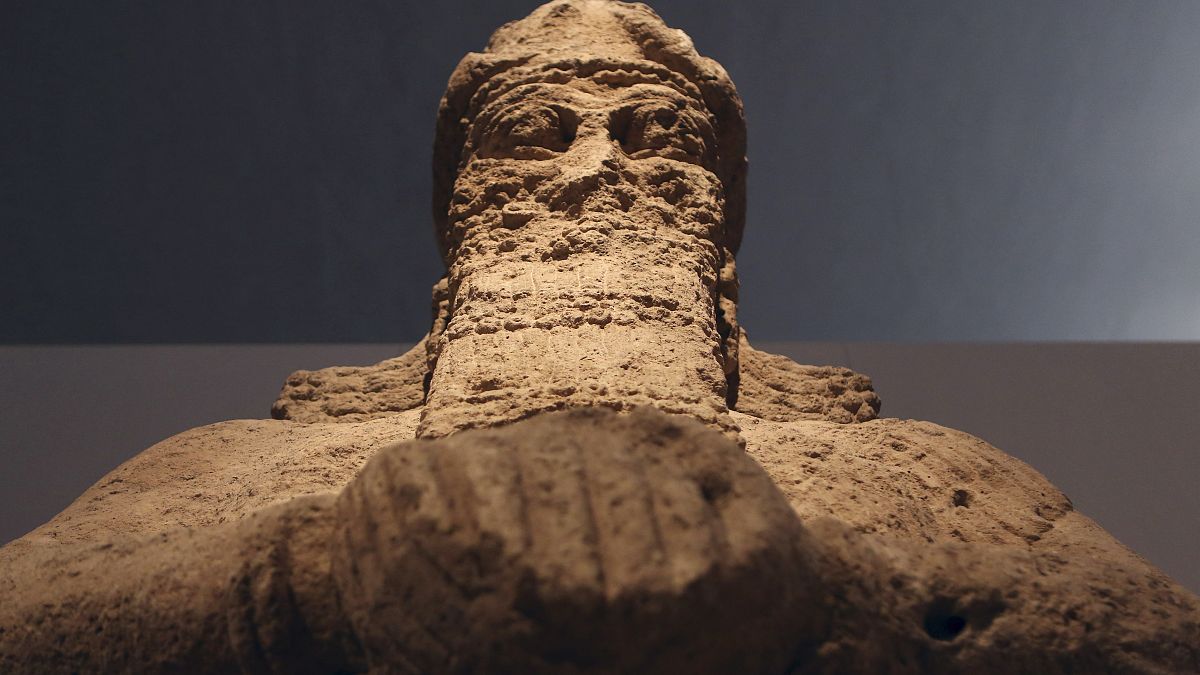 In this 2015 file picture, an 8th century Assyrian statue recovered in Mosul, Iraq, after being looted during the 2003 U.S. invasion of Iraq.