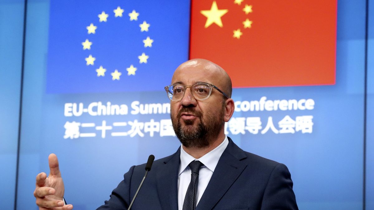 European Council President Charles Michel at the conclusion of an EU-China summit in Brussels.