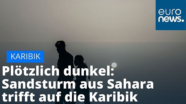 Das ist keine Abenddämmerung sondern ein Sandsturm über der Karibikinsel Kuba. Das ist keine Abenddämmerung sondern ein Sandsturm über der Karibikinsel Kuba.