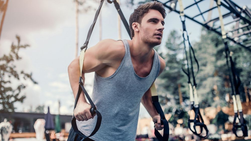 Solo gym outdoor handsome