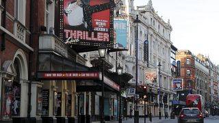 Streets are mostly empty and Theatres are closed in the normally busy theatreland area of central London, Tuesday, March 24, 2020.