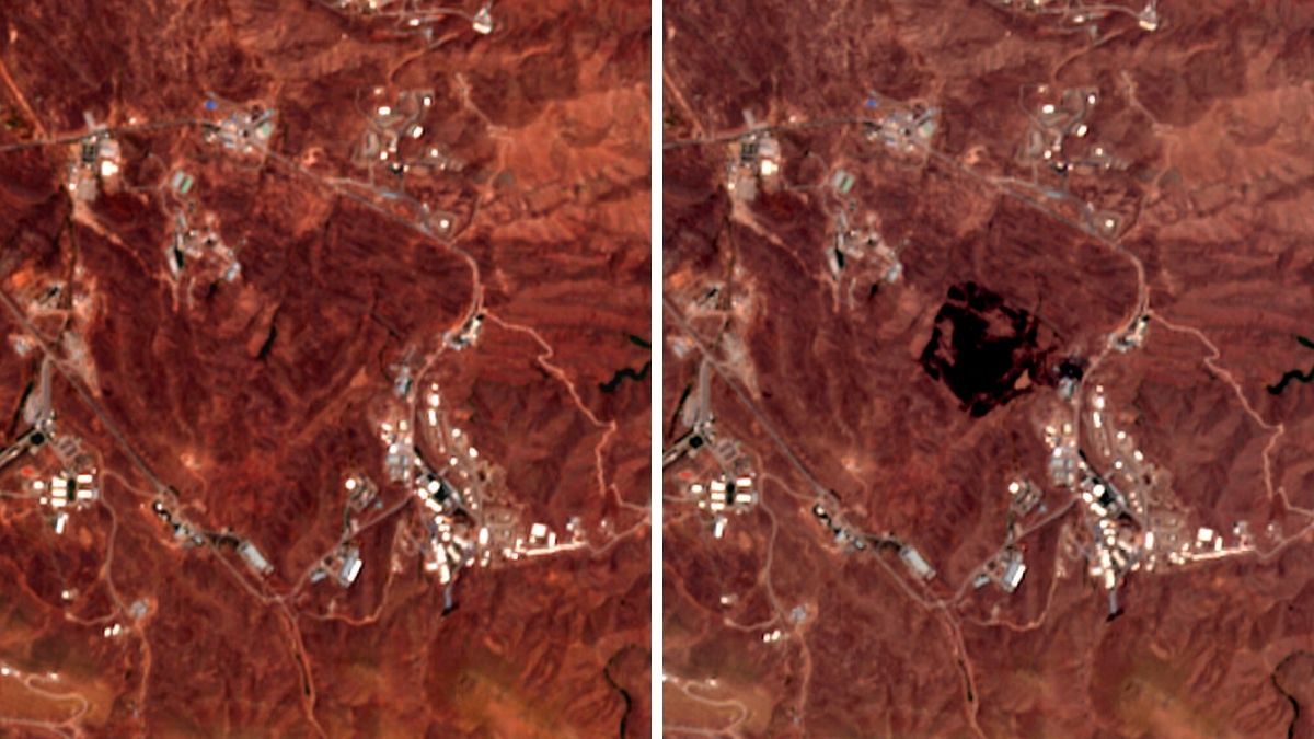 مقایشه تصاویر ماهواره‌ای از جاییکه در آن انفجار رخ داد با تصاویر هفته‌های گذشته