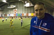 Iceland President Gudni Thorlacius Johannesson poses for a photo during a tournament in Kopavogur on the outskirts of Reykjavik. 