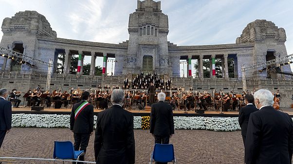 Gedenkfeier in Bergamo mit Sergio Mattarella. Gedenkfeier in Bergamo mit Sergio Mattarella.