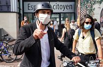 Grégory Doucet, candidat écologiste EELV, à la sortie de son vote à Lyon, le 28 juin 2020