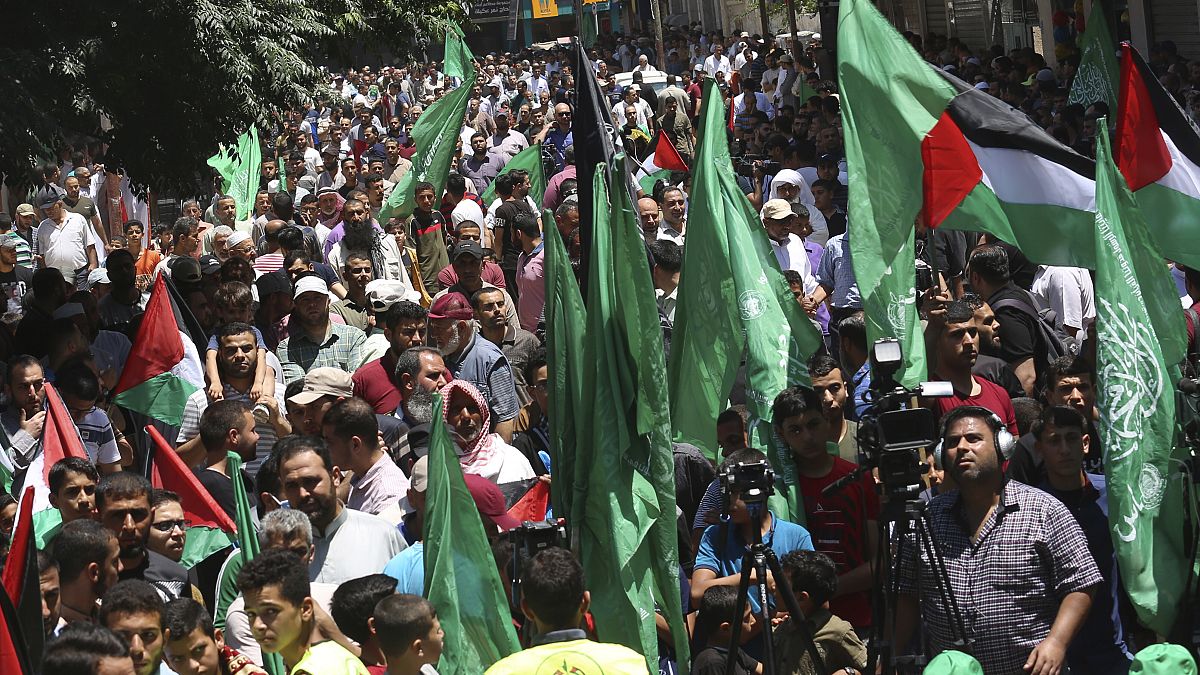 Hamas-Unterstützer am Freitag in Khan Younis City im Gaza-Streifen