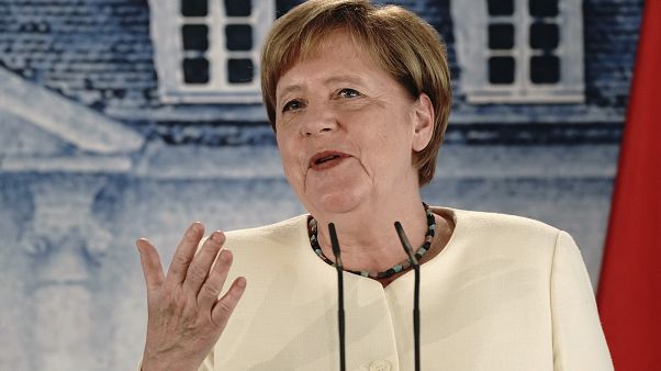 Angela Merkel speaks during a press conference after meeting with French President Emmanuel Macron for talks as Germany prepares to take over the EU presidency. 29 June 2020 Angela Merkel speaks during a press conference after meeting with French President Emmanuel Macron for talks as Germany prepares to take over the EU presidency. 29 June 2020