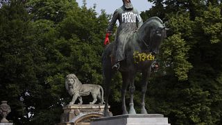 Eine Statue des Kolonisators Leopold II.