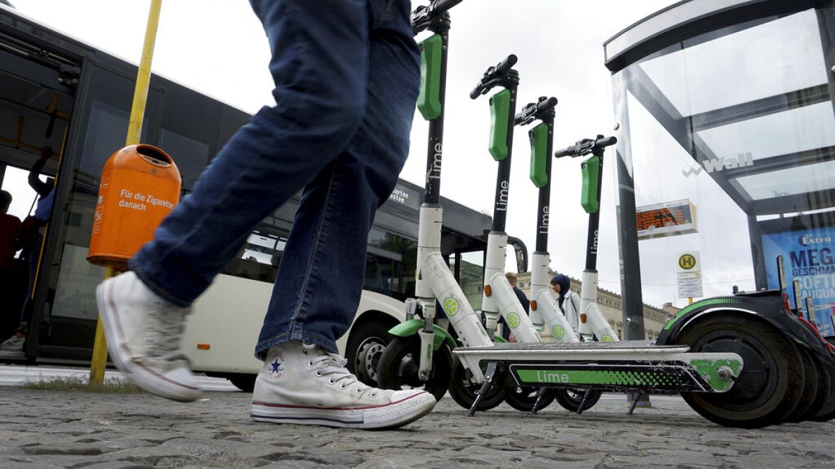 Electric scooters in Berlin, Germany. 