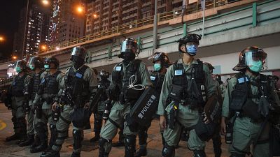 Polizeikette in Hongkong