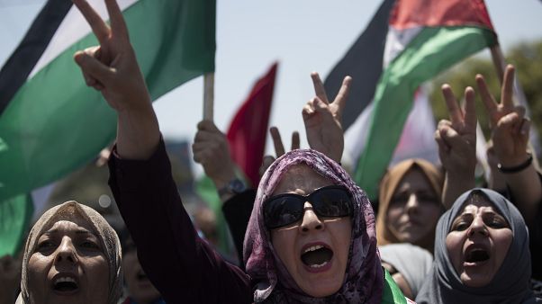 Protestas en Gaza contra Israel por las anexiones previstas Protestas en Gaza contra Israel por las anexiones previstas