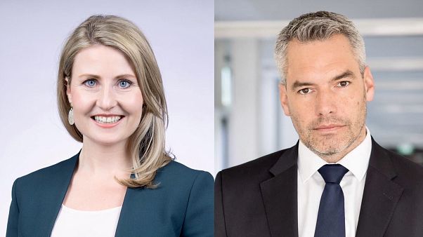 Karl Nehammer belügyminiszter és Susanne Raab integrációs miniszter Karl Nehammer belügyminiszter és Susanne Raab integrációs miniszter