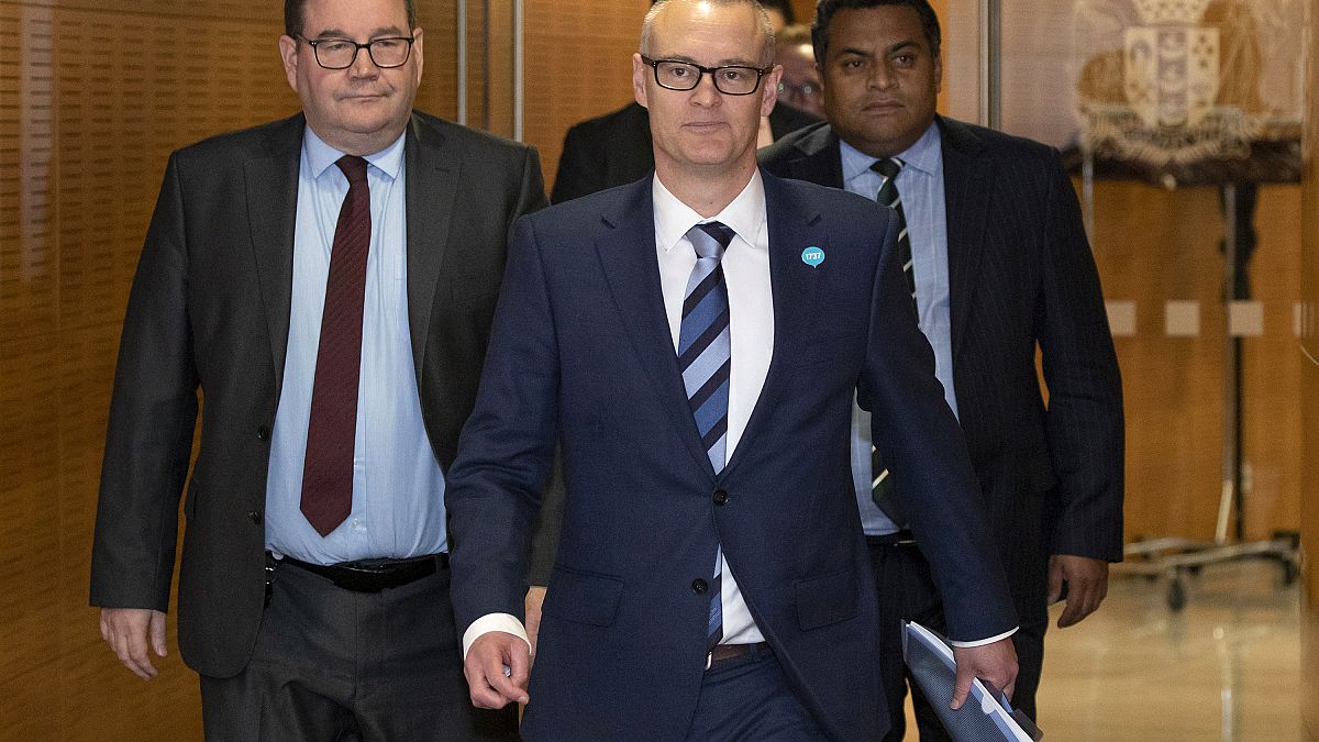 New Zealand Health Minister David Clark arrives at a press conference where he announced his resignation.  July 2, 2020.