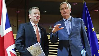 David Frost és Michel Barnier egy korábbi egyeztetésen