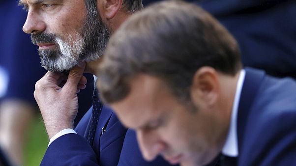 A francia miniszterelnök, Edouard Philippe és az elnök, Emmanuel Macron A francia miniszterelnök, Edouard Philippe és az elnök, Emmanuel Macron