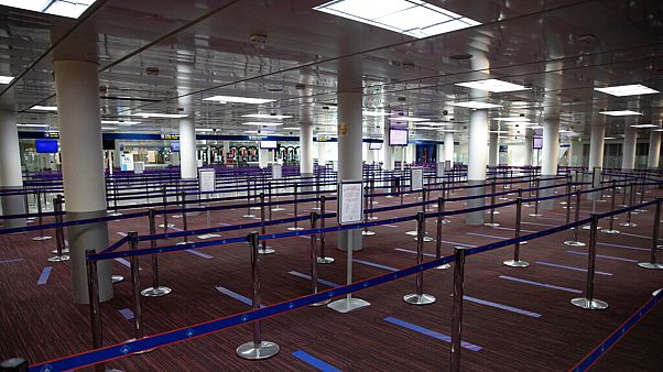 Empty halls in Terminal 2 of Charles de Gaulle international airport are pictured in Roissy, north of Paris, Thursday, May 14 2020. Empty halls in Terminal 2 of Charles de Gaulle international airport are pictured in Roissy, north of Paris, Thursday, May 14 2020.