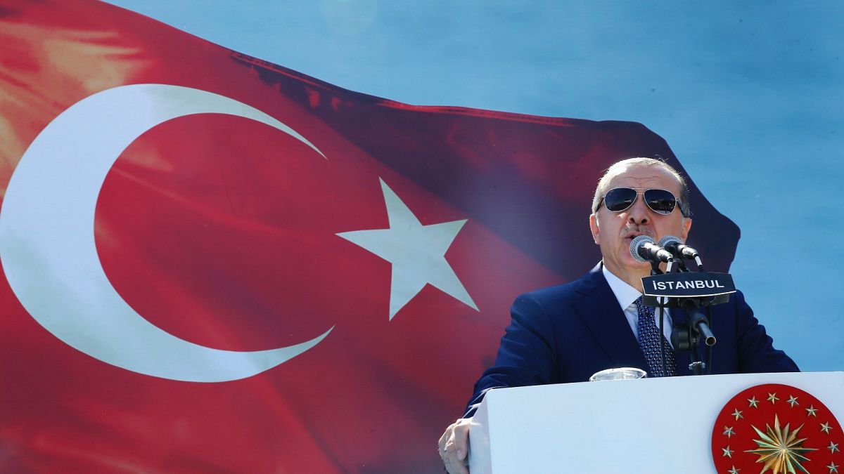 Erdoğan elnök beszédet mond a török csendőrség napján, 2017-ben