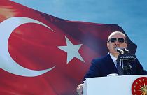Erdoğan elnök beszédet mond a török csendőrség napján, 2017-ben