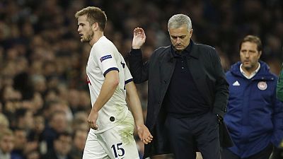 Tottenham head coach Jose Mourinho substitutes off Eric Dier
