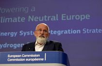 European Commissioner for European Green Deal Frans Timmermans during conference at EU headquarters in Brussels