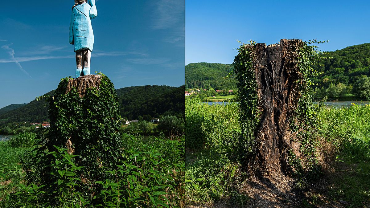 conceptual artist Ales 'Maxi' Zupevc claims is the first ever monument of Melania Trump, set in the fields near town of Sevnica