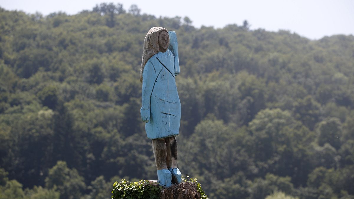 Melania Trump sculpture set alight in Slovenia after a year of controversy
