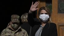 Bolivia's interim President Jeanine Anez, wearing a face mask to help curb the spread of the new coronavirus, in Corpus Christi, La Paz, Bolivia, July 9, 2020.