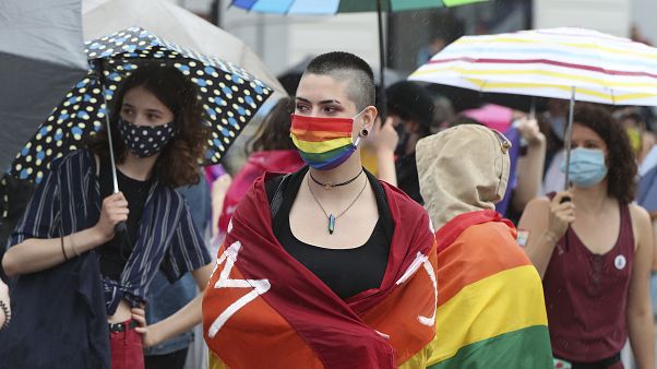 LGBT activists in Warsaw, Poland LGBT activists in Warsaw, Poland