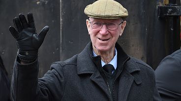 Former England player Jack Charlton arrives for the funeral service of former goalkeeper Gordon Banks at Stoke Minster, in Stoke on Trent, England, Monday March 4, 2019.